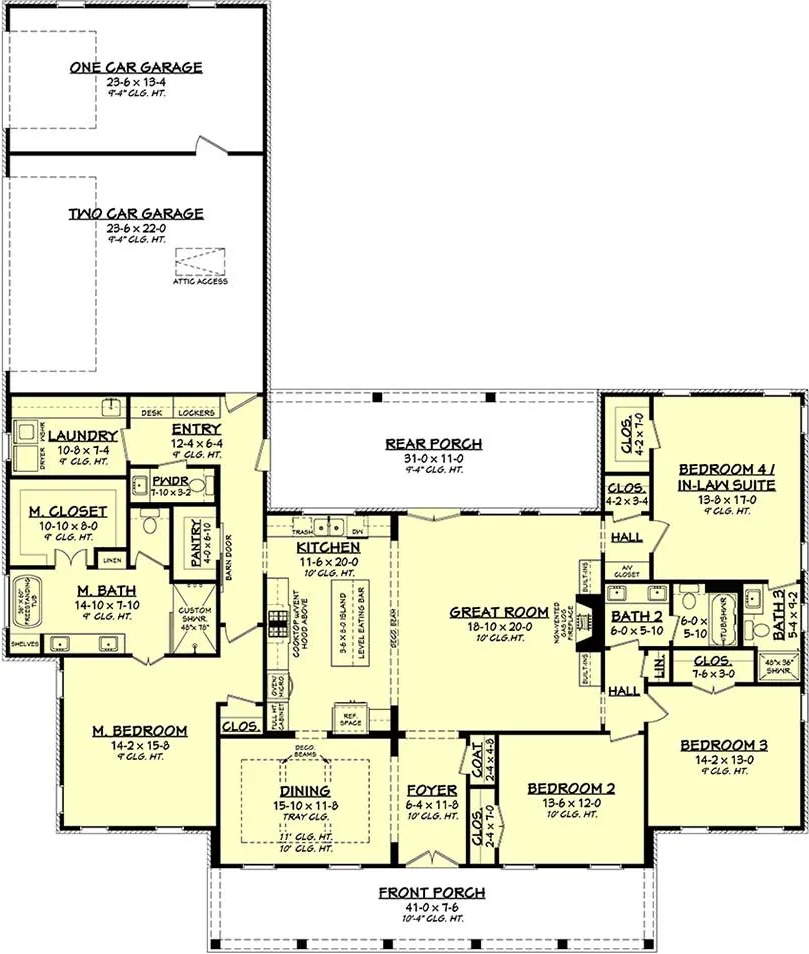 L-Shaped Single Story House Plan
