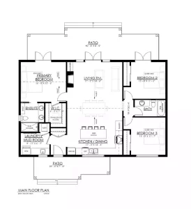 Cottage or Bungalow Single Story House Plan