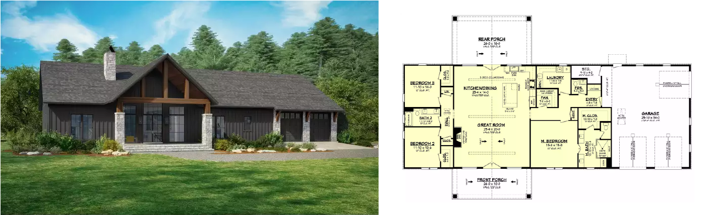 Farmhouse Style - Single Story House Plan